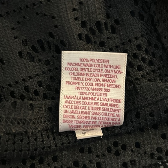 Merona Black Open Mesh Short Sleeve Swimsuit Cover Up with Front Tie Size Medium - Picture 7 of 7